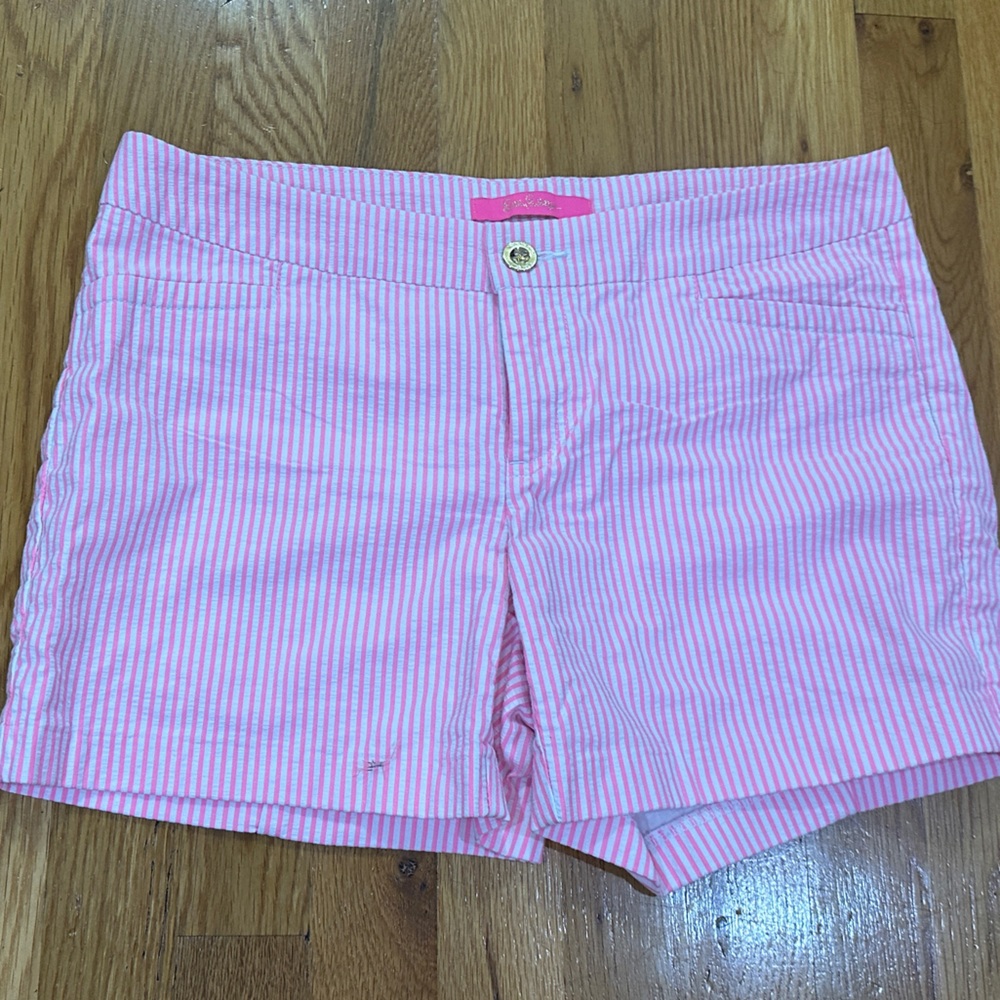 Lilly Pulitzer Pink Tropics Seersucker Striped Kelly Shorts